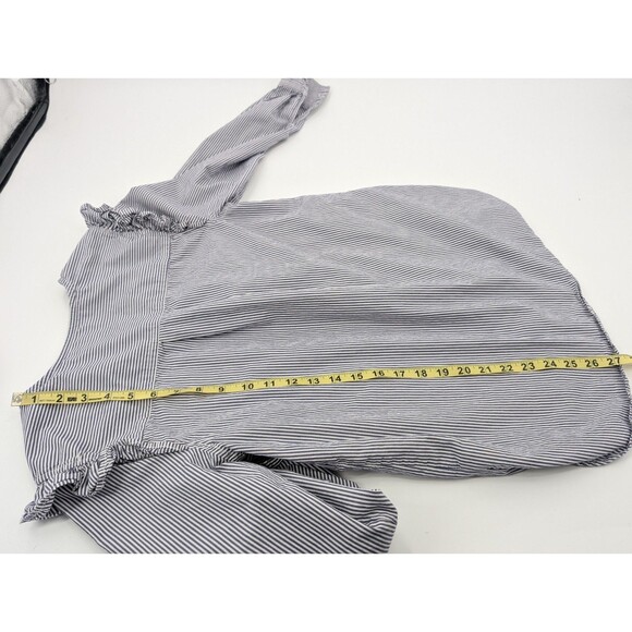 Free Assembly Blue White Striped Sleeve Long Ruffle Sleeve Top Size Medium - Picture 5 of 9